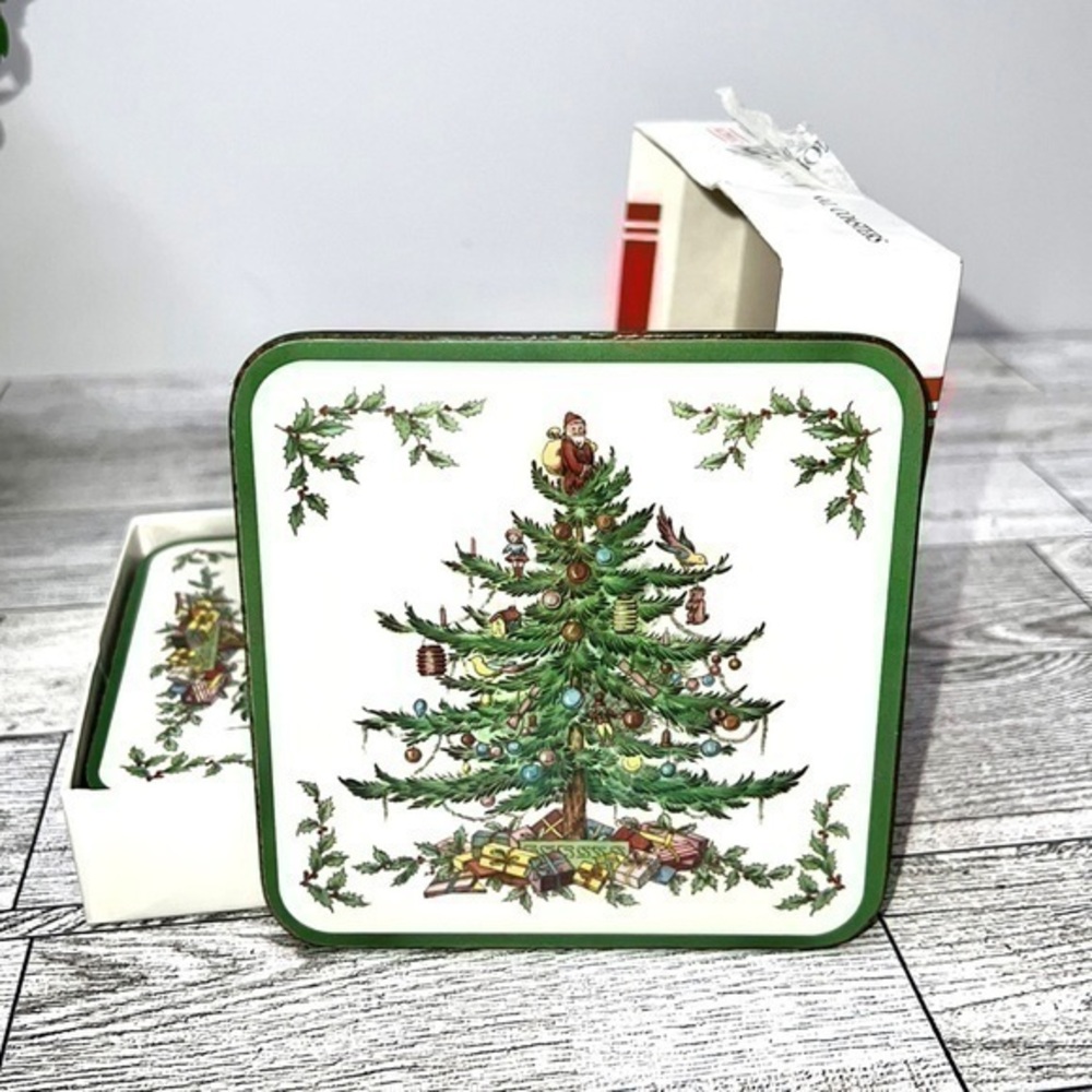 Pimpernel Vintage Acrylic Christmas Coaster Set of 6 New in Box